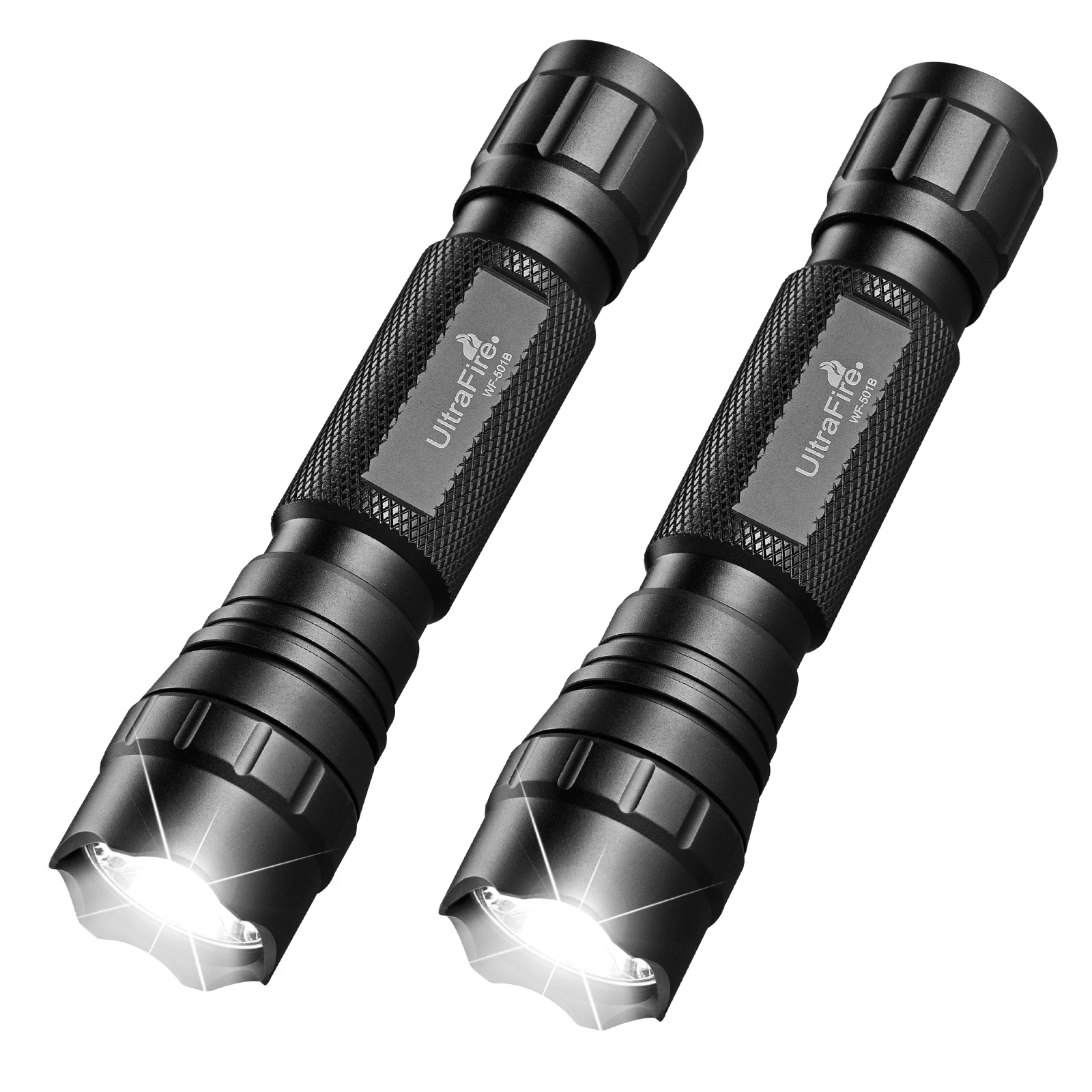 

UltraFire 2Pack WF-501B High Power Tactical Flashlight 1200 Lumen Long Range Portable Rechargeable LED Torch Light for Emergency