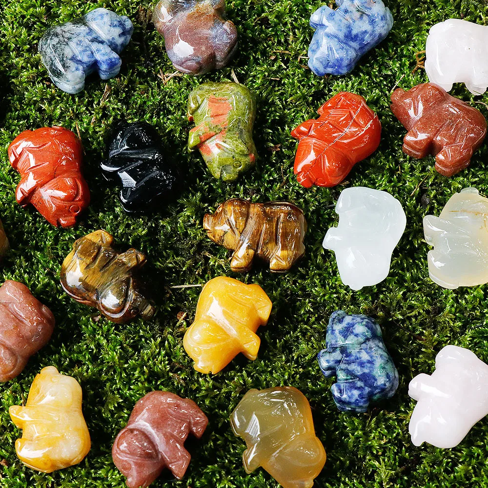 1 inch Natural Stone Carved Pig Shape Animal Mini Handcarved Gemstone Healing Crystals Figurine Statue Carving Office Home Decor - Image 2