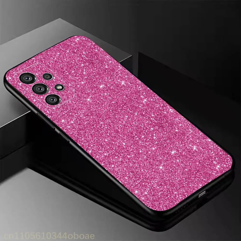 Pink Glitter Phone Case For Samsung Galaxy A13,21s,22,31,32,52,53,71,80,A91 Soft Black Cover