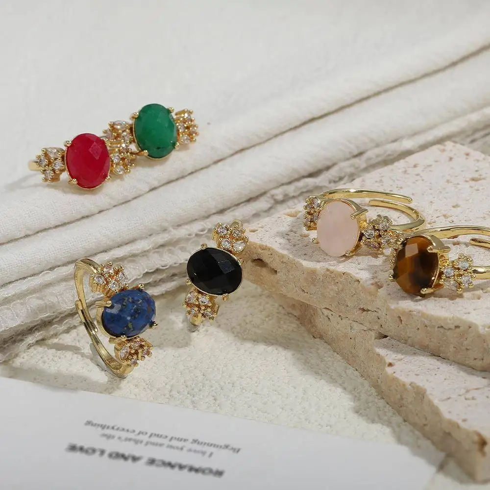 

Ретро-кольцо с тигровым глазом для женщин, регулируемое, с вставкой из камня, модное, в стиле королевского двора, Dongling