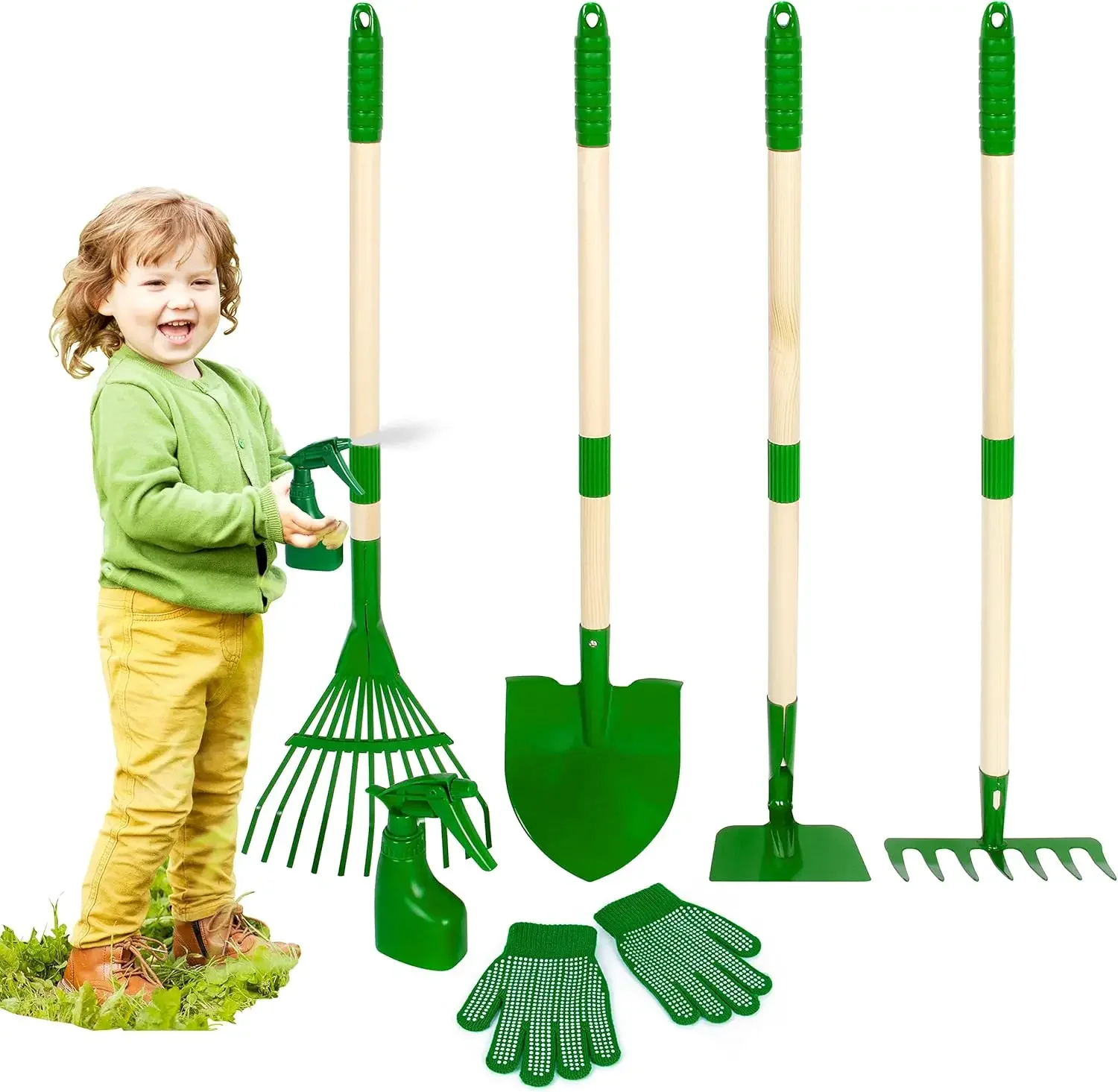 

Kids Gardening Tools Set - 6pcs Garden Tool for Kids with Shovel, Rake, Hoe, Leaf Rake for Outdoor garden tools