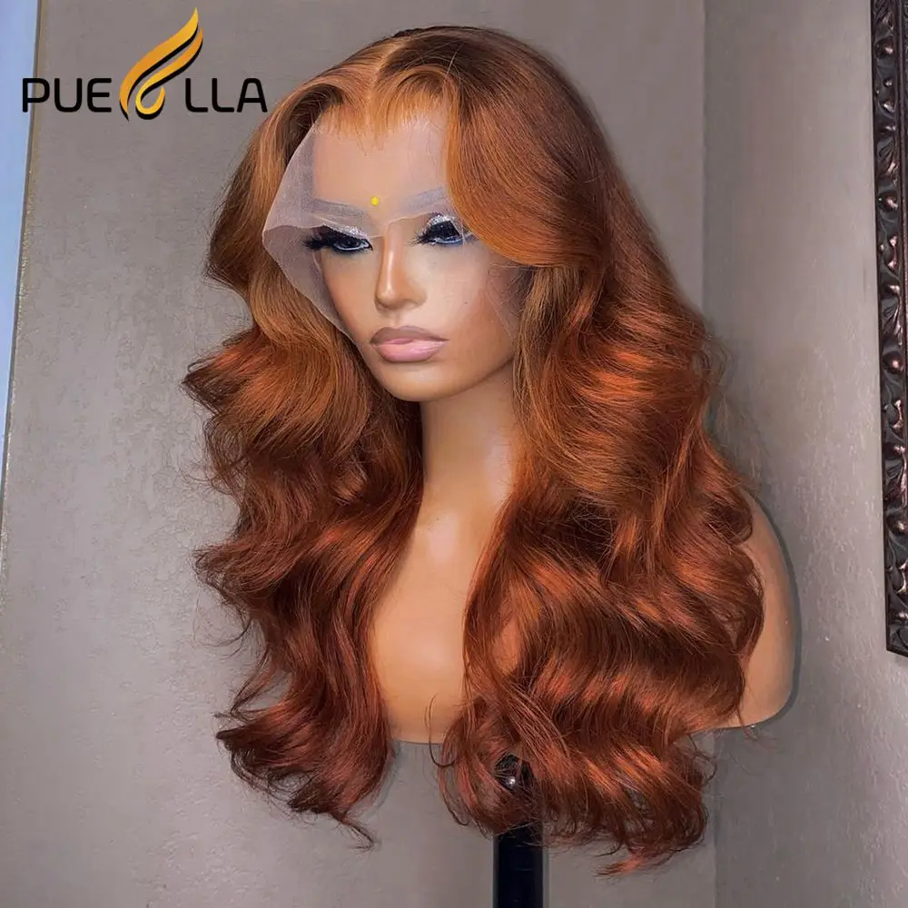 Gember Oranje Gekleurde Body Wave 13X4 Lace Front Menselijk Haar Pruik Burgundy Red Losse Golf Kant Frontale Pruiken Voor Zwarte vrouwen