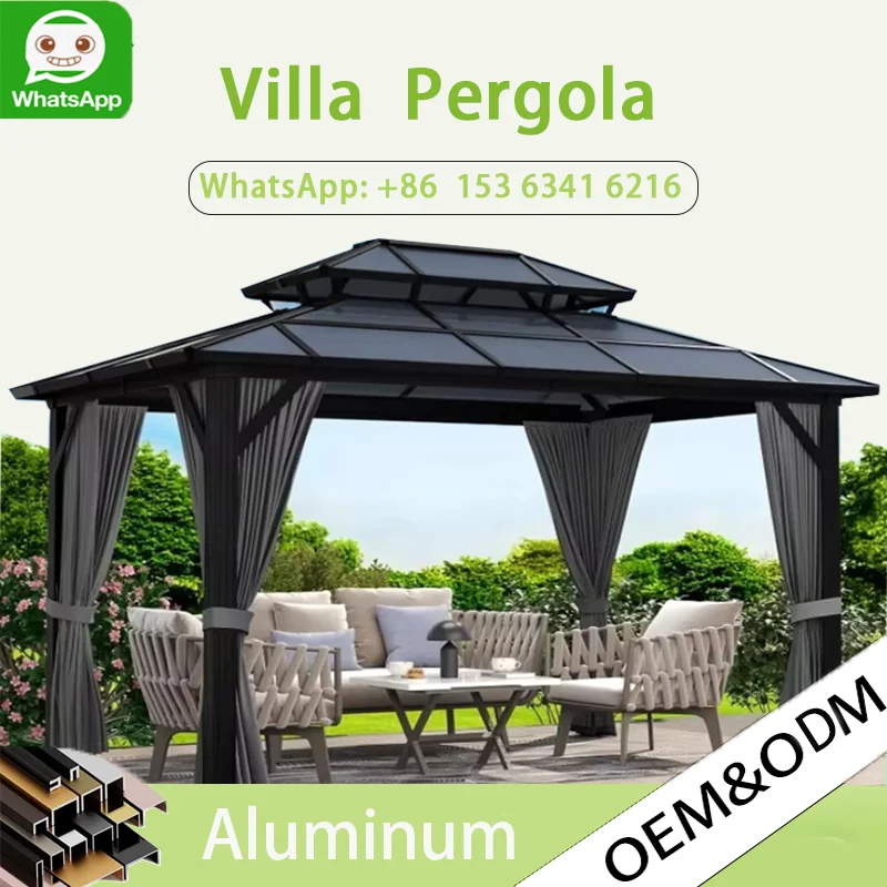 

Mobile garden gazebo with retractable sunshade Aluminium terrace gazebo Gazebo with anti-VU sunshade Garden structure