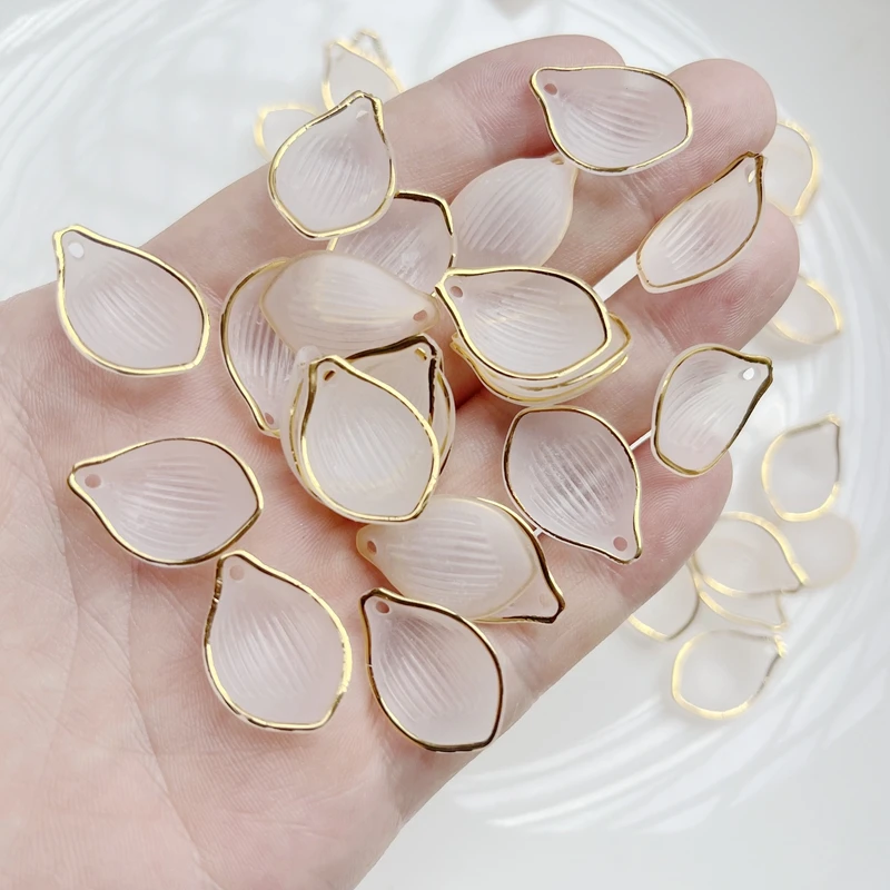 40pcs 22 * 15mm leaf gold and silver edge acrylic bead jewelry making bracelet necklace earrings DIY craft handmade accessories