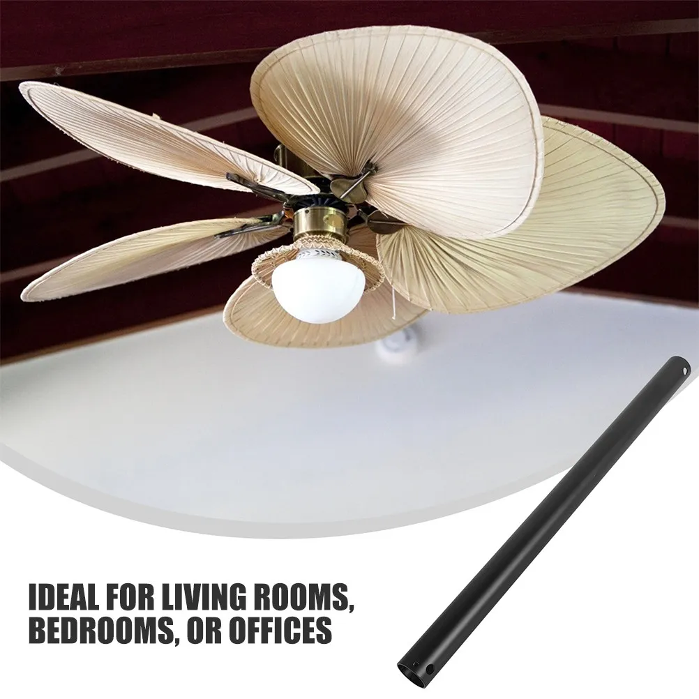 2Pcs Ceiling Fan Extension Rod Metal Downrod for Invisible Fan Light Adjustable Height Stable Quiet Connection