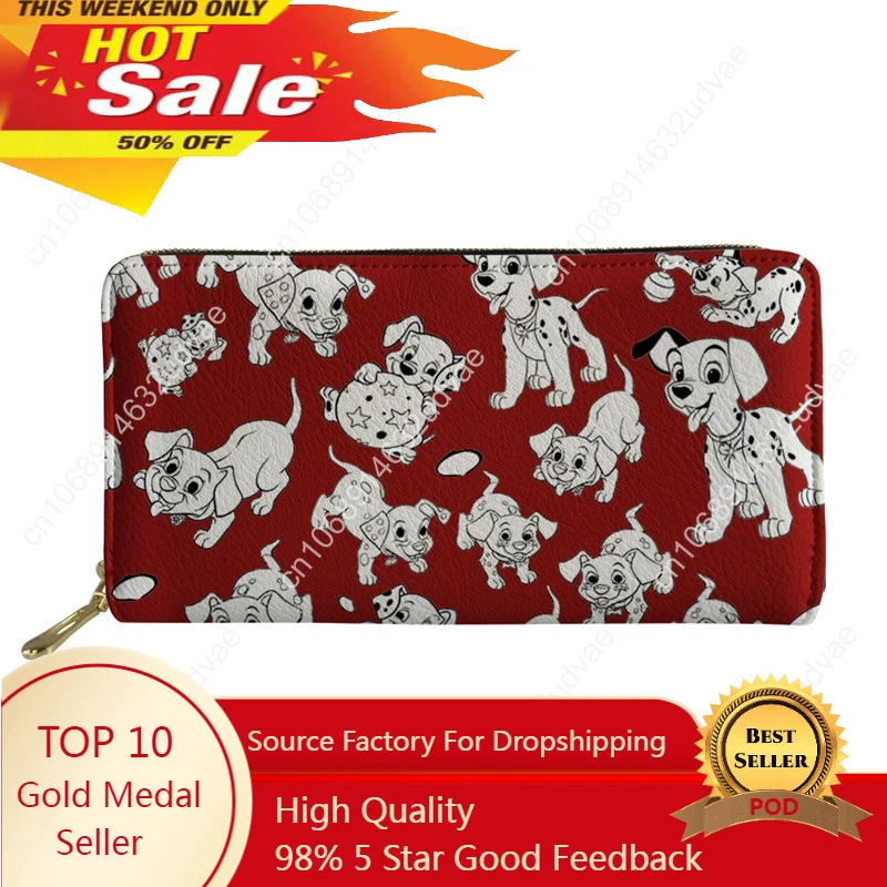 

Brand Design Women Wallets Funny Dalmatian Dog Pattern Long Leather Purses for Ladies Party Clutch Money Phone Bags