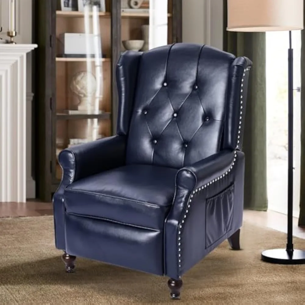 Wingback Recliner Chair with Massage and Heat PU Leather Push Back Arm Chair, Recliner Chair for Living Room Bedroom Home Theate