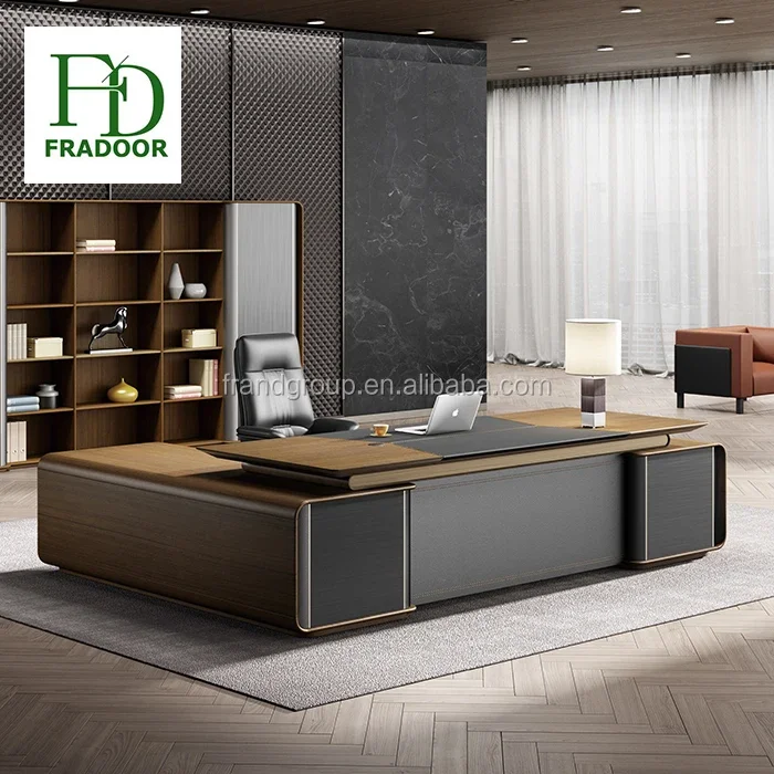 Quality Assurance High Level Home Italian French Luxury Executive Desk Modern Office Room Big Boss Table With Leather Chair