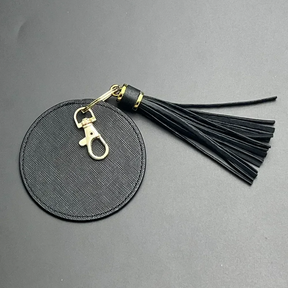 Fashion Tassels Cortex Keyring Metal Leather Keychain Custom Engraving Name Key Chain Ring High-End Elite Small Pendant Gift