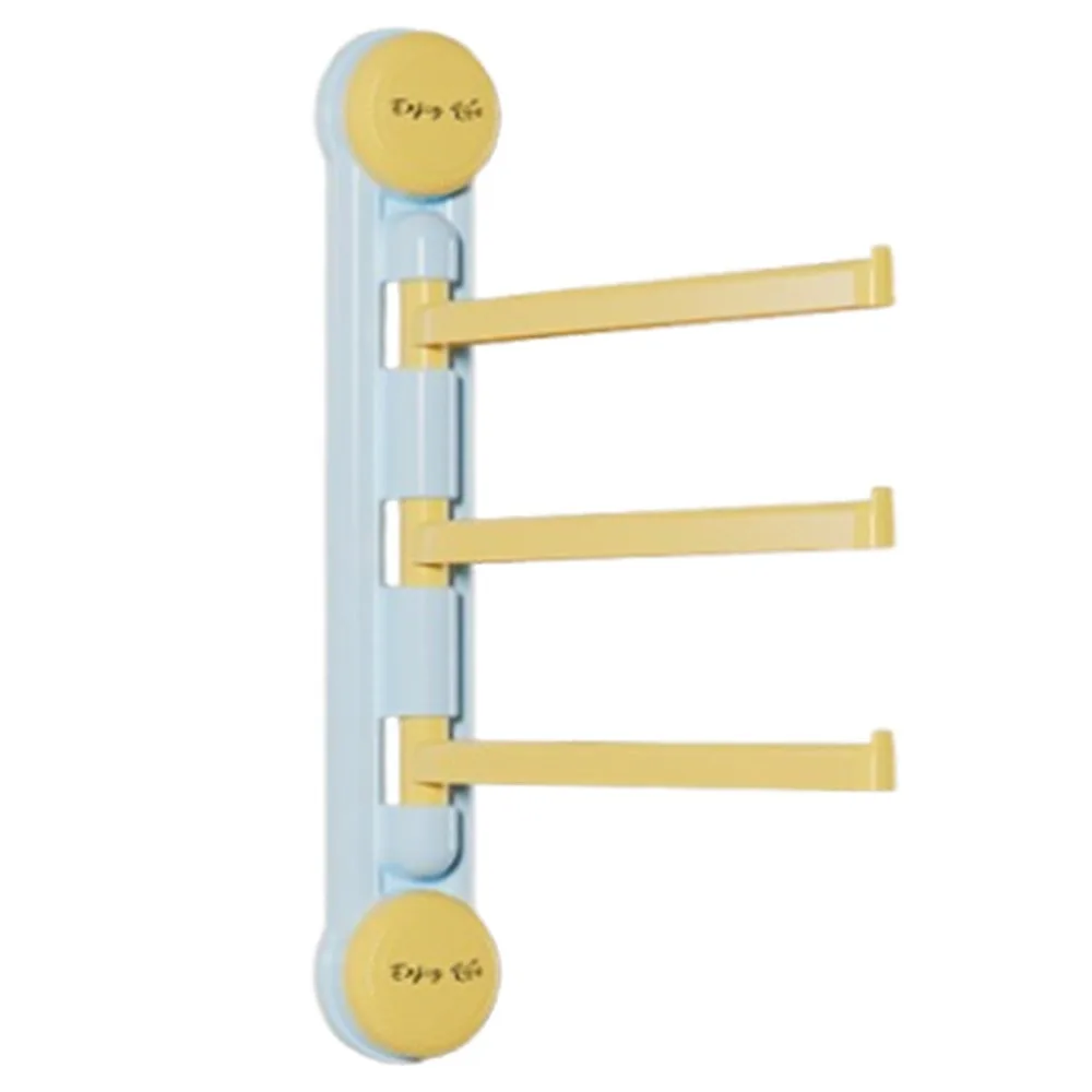 

3/4-Bar Suction Cup Towel Rack Waterproof Drain Rotating Towel Bar Reusable Detachable Clothes Storage Hanger Kitchen