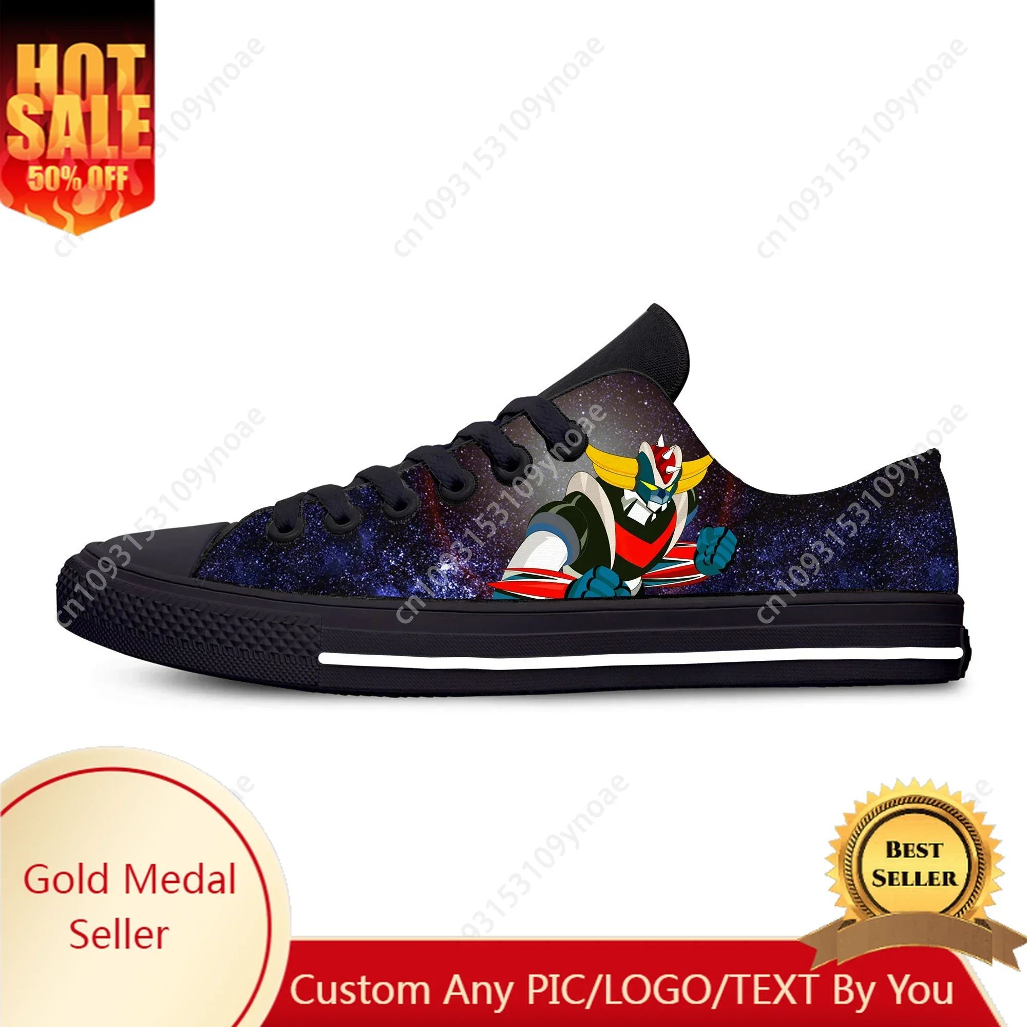 

Hot UFO Robot Goldrake Grendizer Anime Gurendaiza Casual Cloth Shoes Low Top Lightweight Breathable 3D Print Men Women Sneakers