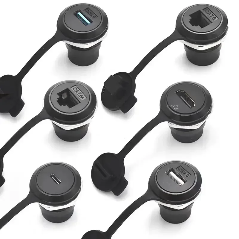 C-Type RJ45 Connector, RJ45 Network CAT6A Shielded/Unshielded Panel 22mm Mount Chassis Plug, Cat6 Internet RJ45 8p8c Modular