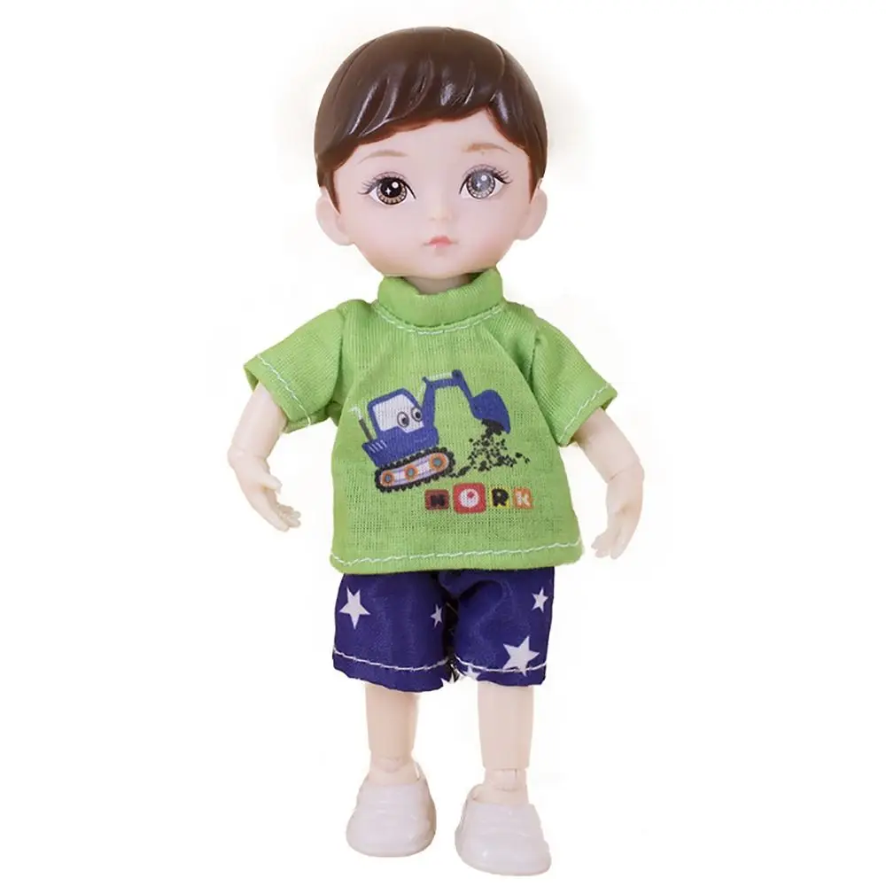 13 Gelenkpuppen, 16 cm, BJD, kleiner Junge, bewegliches Gelenk, 3D-simulierte Augen, BJD mit Kleidung, niedliche blaue gelbe Augen, Scharnier, Geschenk