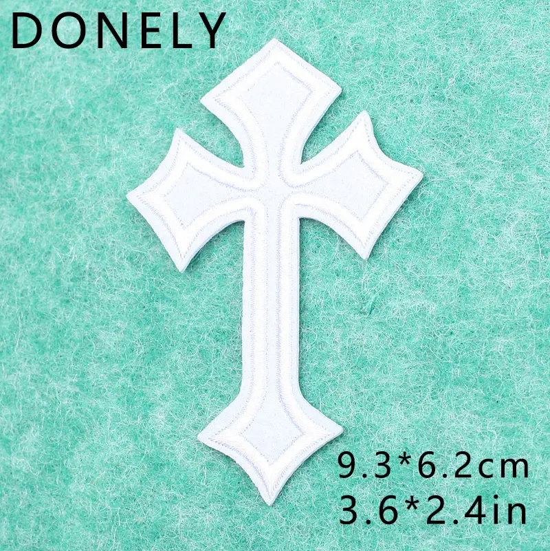 Jesus Cross Embroidered Patches for Clothing Thermoadhesive Patches Christian Logo Badges Sewing Applique for Clothes T-shirt