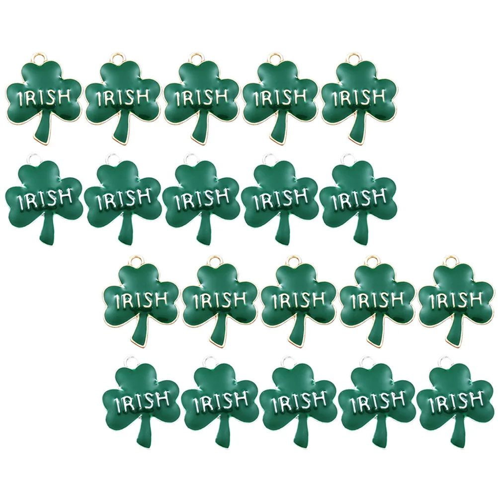 

20Pcs St Patrick's Day Earrings Pendants Jewelry Charms for Party and Gifts Thank You Gifts Alloy Shamrock Pendants