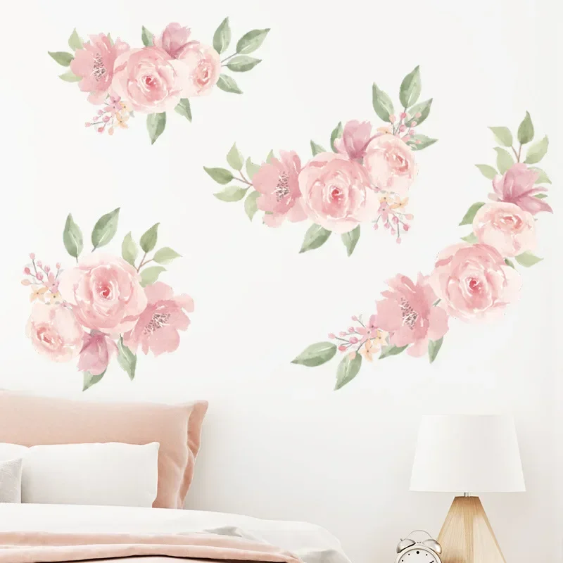 pink rose girl bedroom xuan wall beautification decorative wall stickers self-adhesive decorations room living room decoration