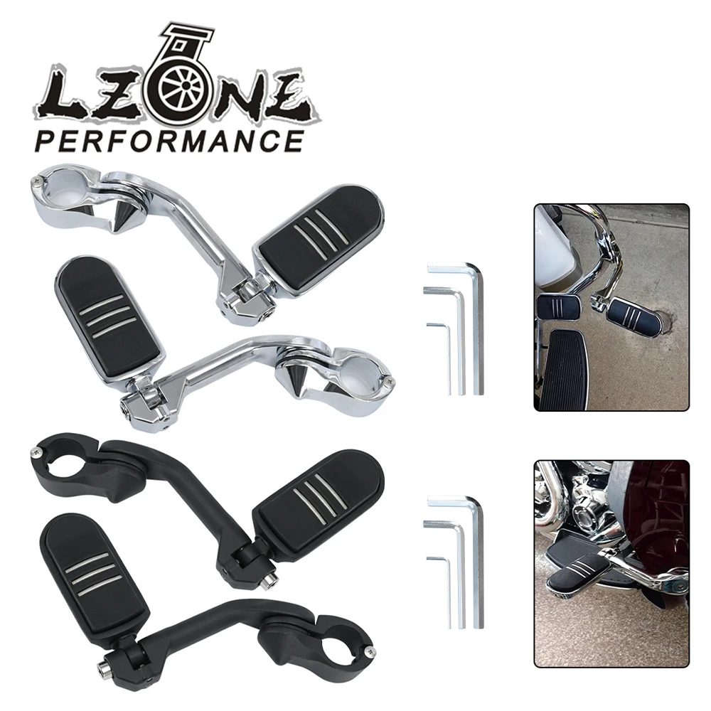 

Motorcycle 1-1/4" 32mm Foot Rests Footpeg Long Angled Streamliner Highway Engine Guard For Harley Electra Glide Road Glide