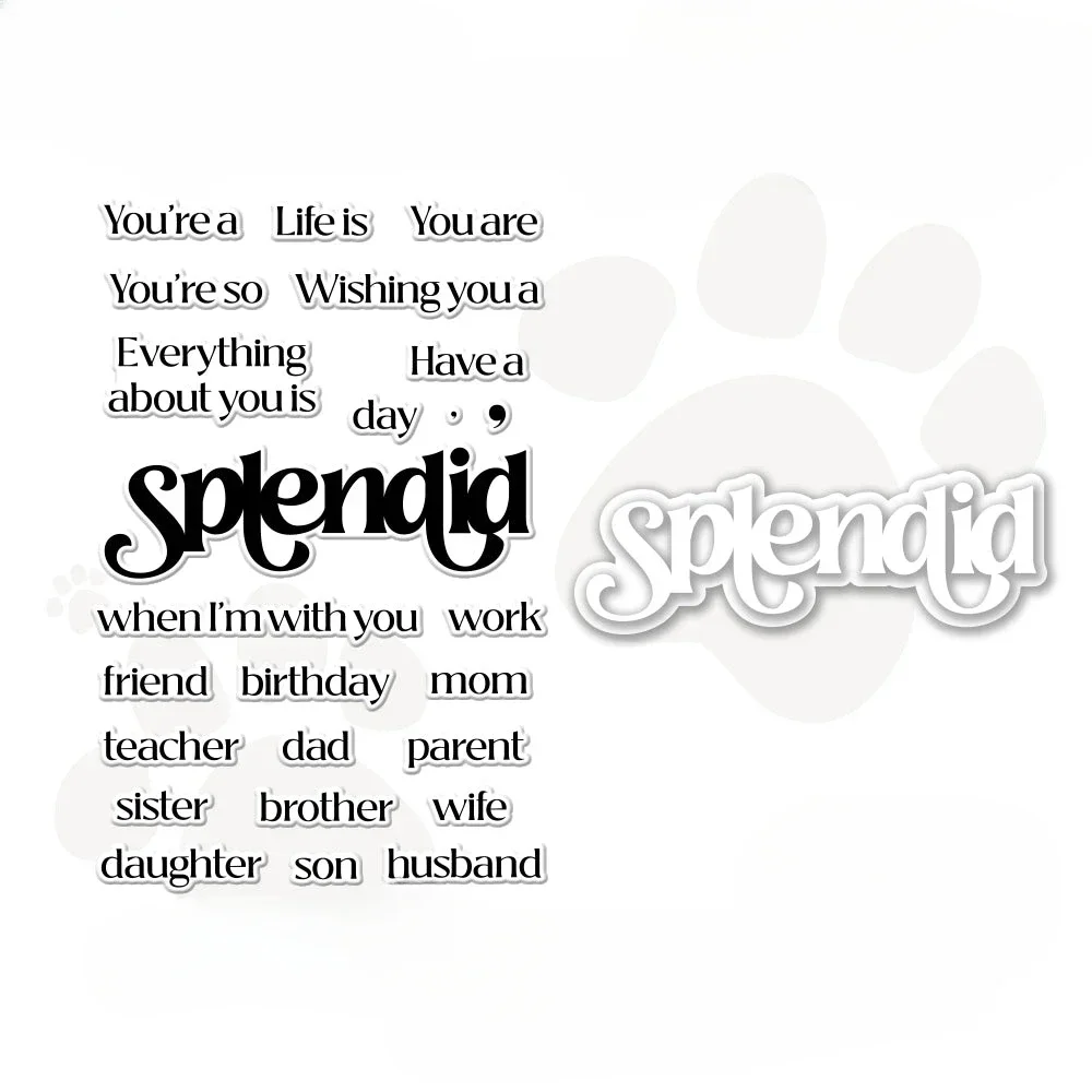 Splendid Sentiments Clear Stamp and Metal Cutting Dies for Paper Card Making DIY Craft Scrapbooking Card Soft Stamp Die Cut