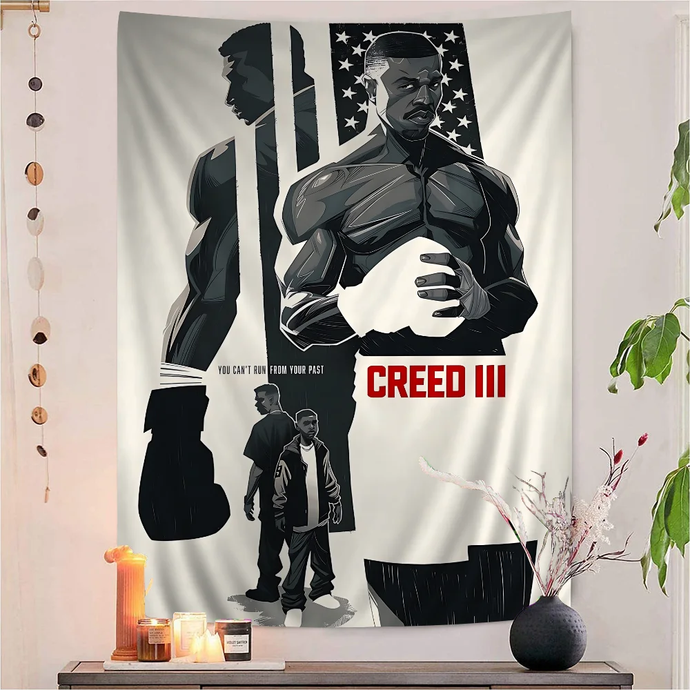 Film Creed III Cartoon Tapestry Art Science Fiction Room Home Decor Wall Hanging Sheets