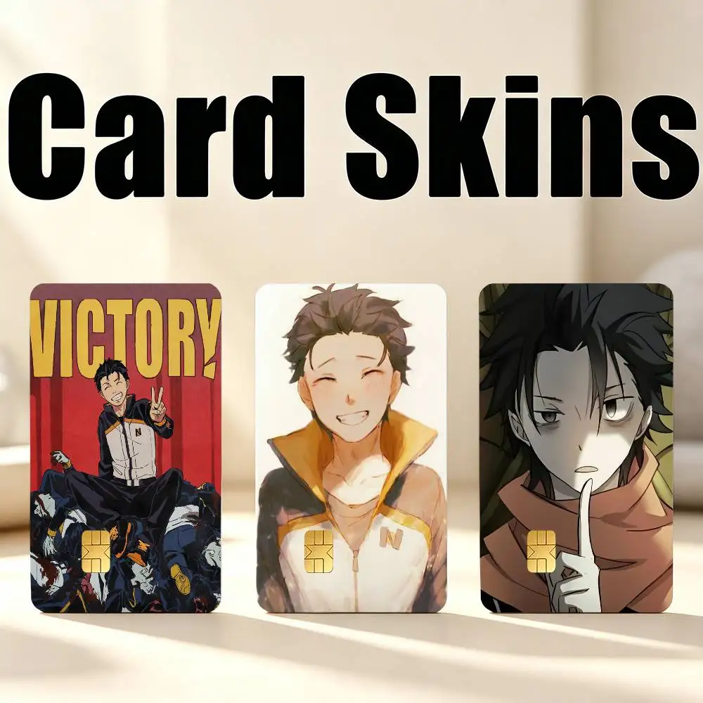 Re ZERO S-Subaru  1Set 4Pcs Card Skin Stickers, Waterproof Decorative Film for Credit Debit Bank Bus IC Cards