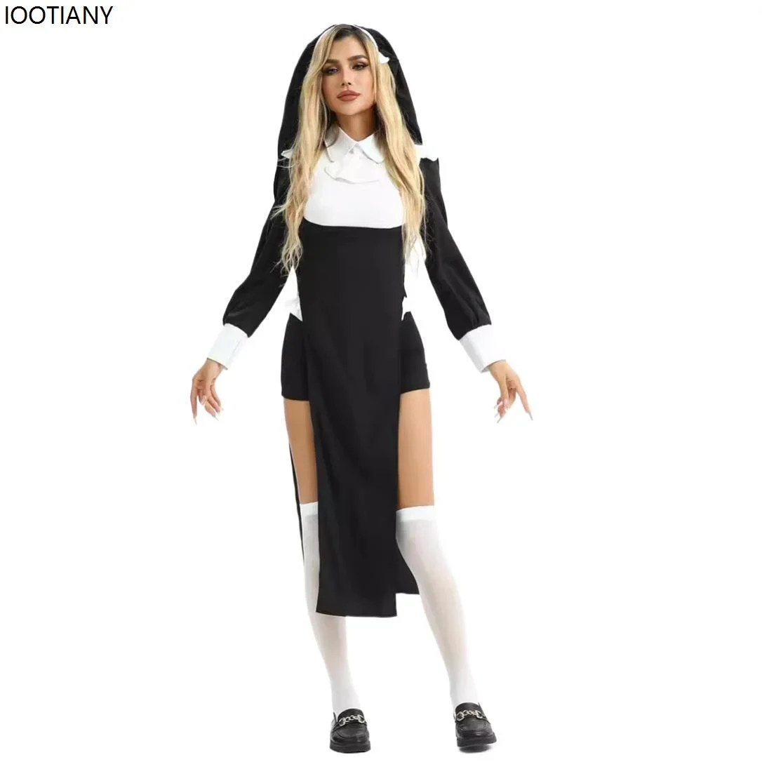 CosplayWomen Sexy monja Cosplay disfraz Halloween adulto Virgen María puesta en escena vestir carnaval Fiesta Temática vestido de lujo Co