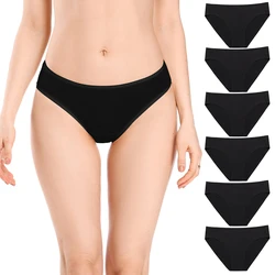 POKARLA Women's Hi-Cut Bikini Panties Soft Stretch Cotton Underwear Comfortable Hipster Ladies Briefs 6-Pack Regular & Plus Size