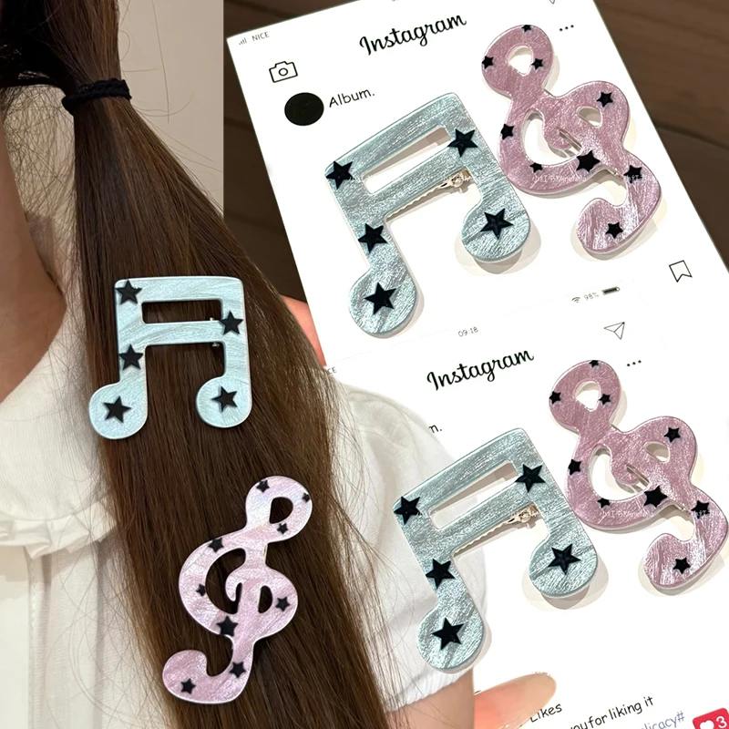 

1/2Pcs Ins Note Star Hairpin Cute Sweet Harajuku Girl Women Korean Bangs Side Clips Party Fashion Hair Clip Headwear Accessories