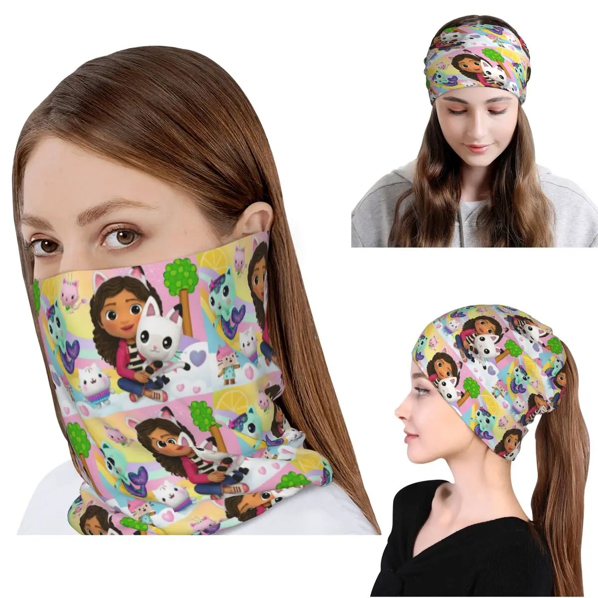 

Gabbys Dollhouse Nordic Gabby Cat Pandy Paws Bandana Neck Gaiter Mask Scarf Headwear Beanies Hat for Men Women Adult Windproof