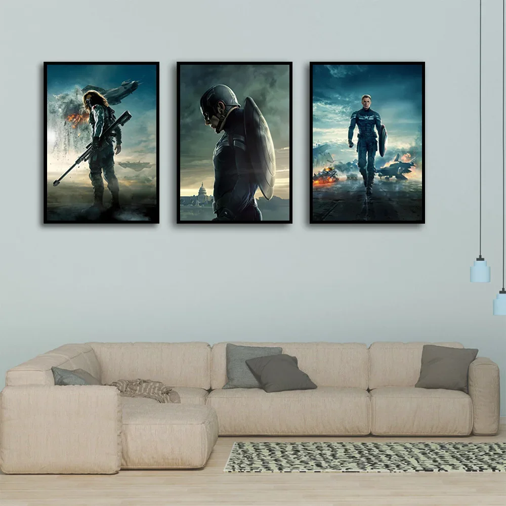 Marvel Superhero Captain America Home Living Room Bedroom Decorative Art Poster Kids Room Wall Mural Print Canvas Paintin