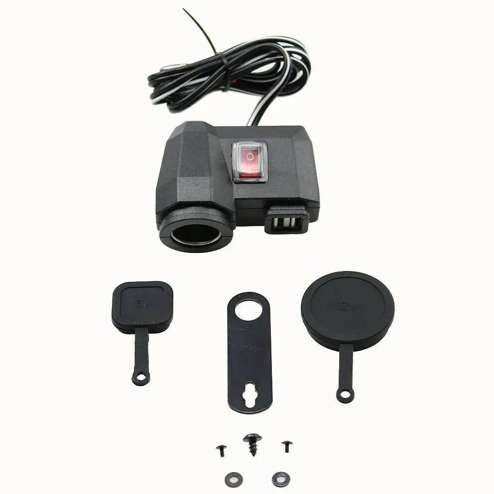 

12V Motorcycles GPS Cigarette Charger Waterproof Dual USB Socket Power Adapter