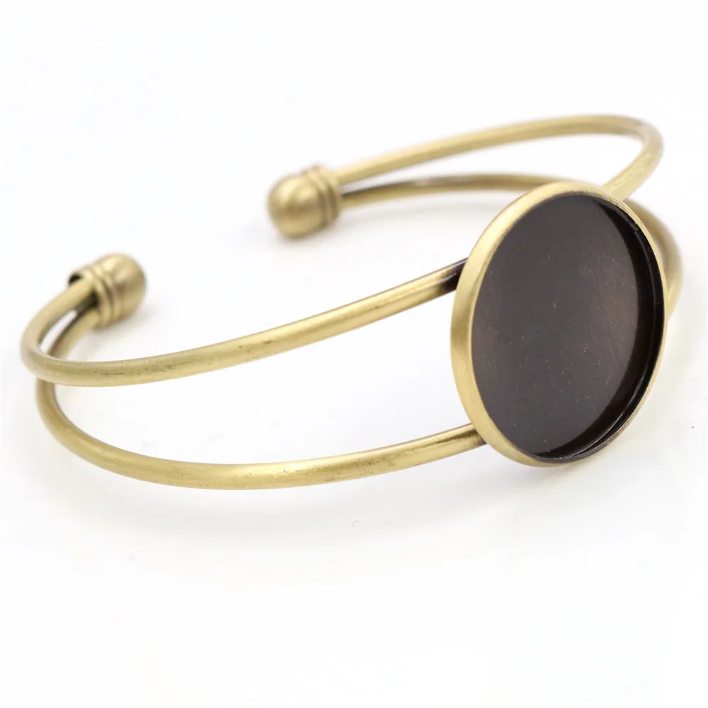 High Quality Copper Metal 20mm 7 Colors Plated Bangle Base Bracelet Blank Findings Tray Bezel Setting Cabochon Cameo
