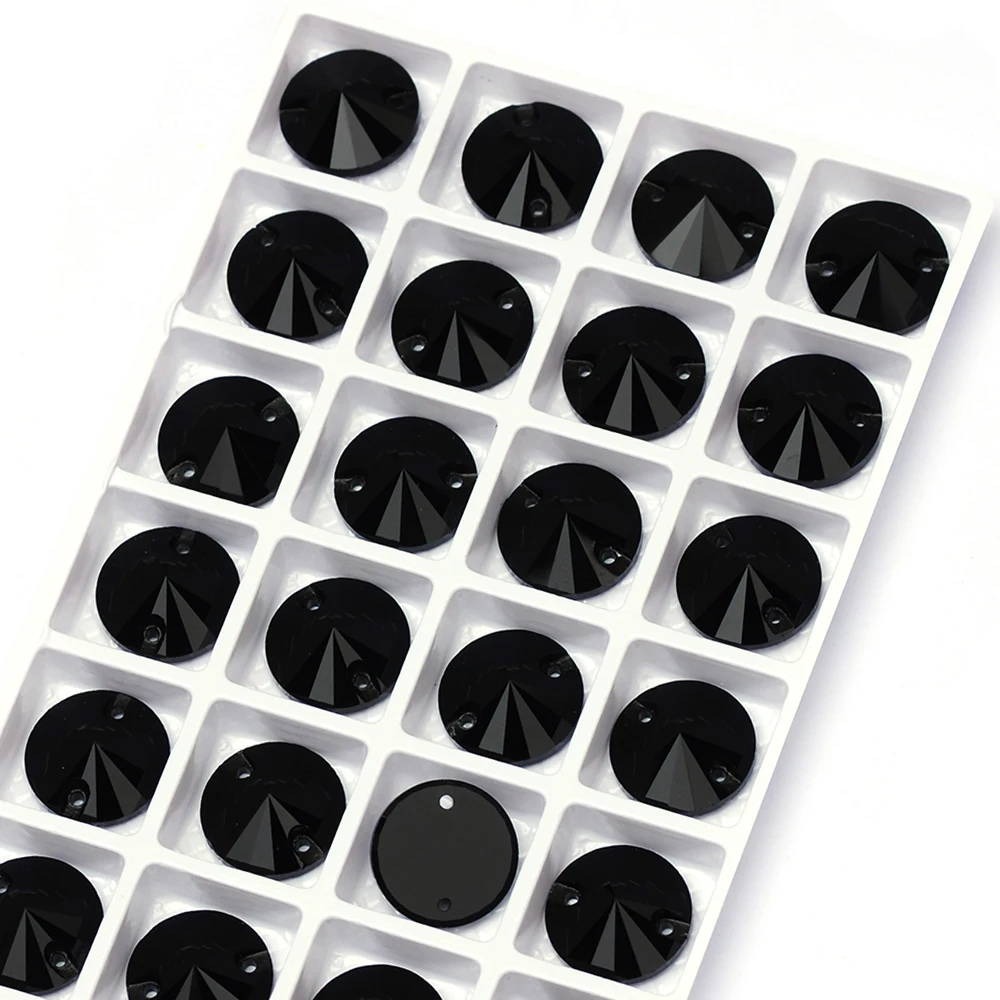 Schwarze K9 Glas-Aufnähsteine mit flacher Rückseite, Kristall-Strasssteine zum Nähen für Handarbeiten, Taschen, Kleidung, DIY-Design und Dekoration. – Detail 7