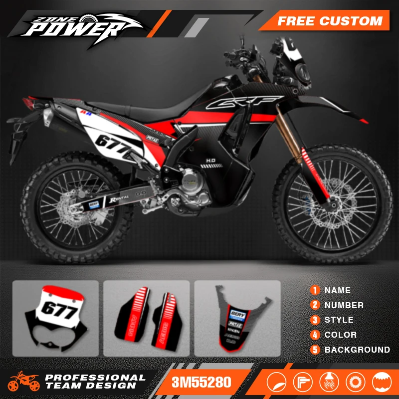 Powerzone Motorcycle Graphic Decal Stickers Kits For Honda CRF250 2017 2018 2019 2020 RALLY Number Name Customize 06