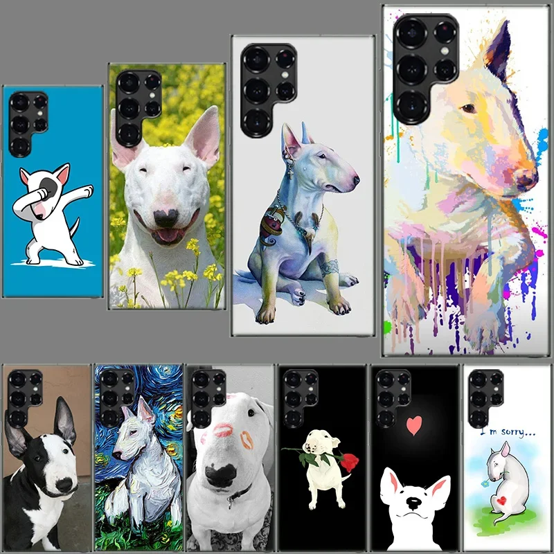 Bull Terrier Dog Puppies Clear Phone Case for Samsung Galaxy S21 Plus S24 S23 S20 FE S22 S26 Ultra S25 Edge TPU Capa Cases Cover