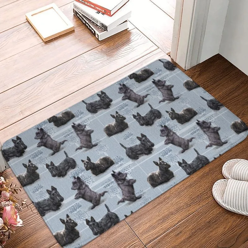 

Cute Scottish Terrier Front Door Floor Entrance Mats Indoor Scottie Dog Bath Kitchen Doormat Toilet Carpet Rug Home Decoration