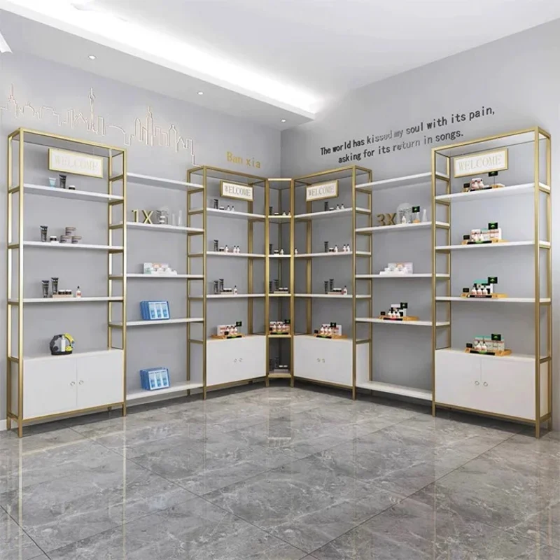 custom.Multideck Cosmetics Shelves Custom  Perfume Showcase Wooden Display Rack Cabinet Stand Beauty Shop Chain Store view 2