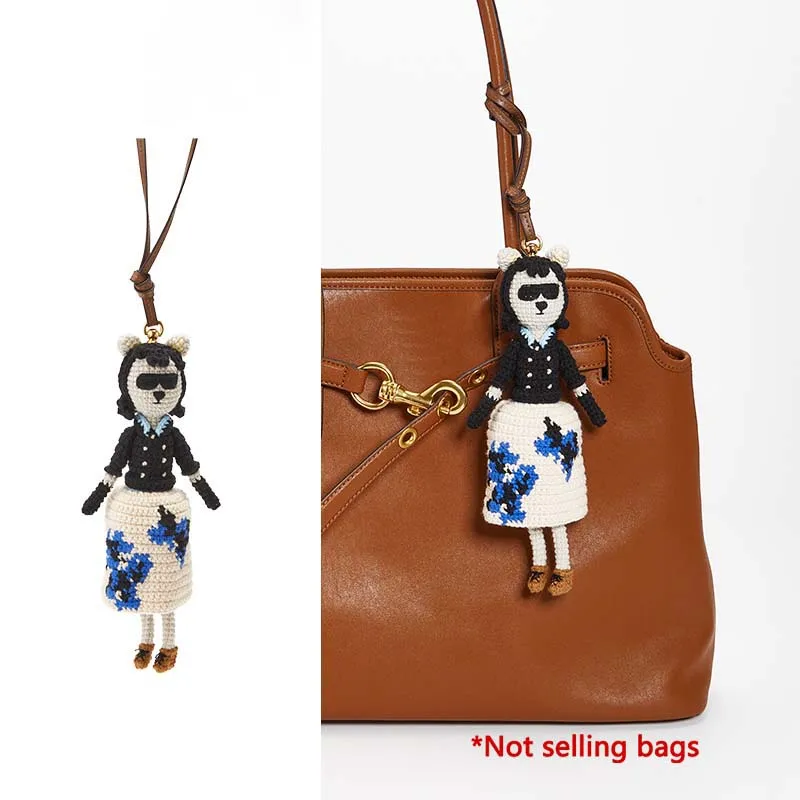 Fashion cute elegant doll bag charm knitted humanoid bag charm weaving keychain car pendant women bag accessories