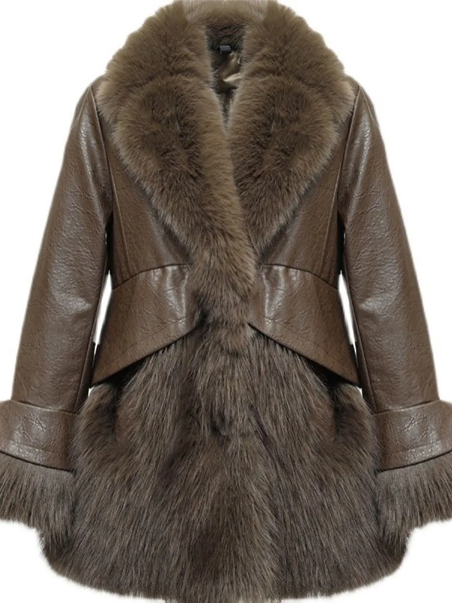 ハイエンドハイファーダウンジャケット女性用厚手パーカーPUレザースプライシングショートアウターウェア襟ピン秋冬新作