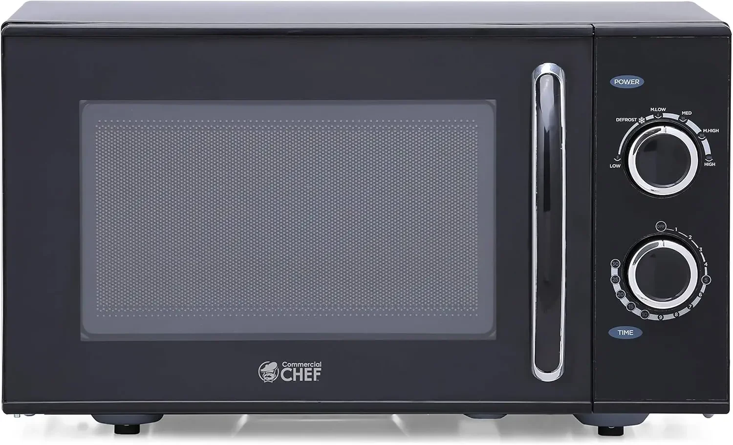 COMMERCIAL CHEF Rotary Dial Microwave with 6 Power Levels, Small Microwave with Pull Handle, 900W Countertop Microwave