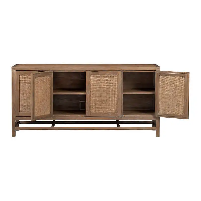 

Japanese-style solid wood TV cabinet rattan homestay audio-visual cabinet modern simple living room retro storage