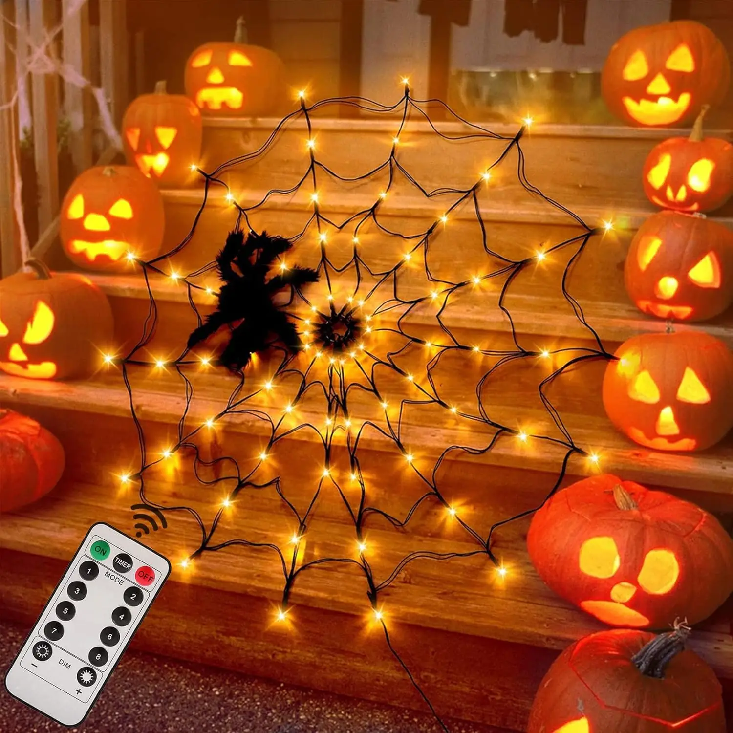 1M Halloween Light Battery Operated Garland LED Spider Web Fairy Light With Remote Control For Room Bedroom Decoration Horror