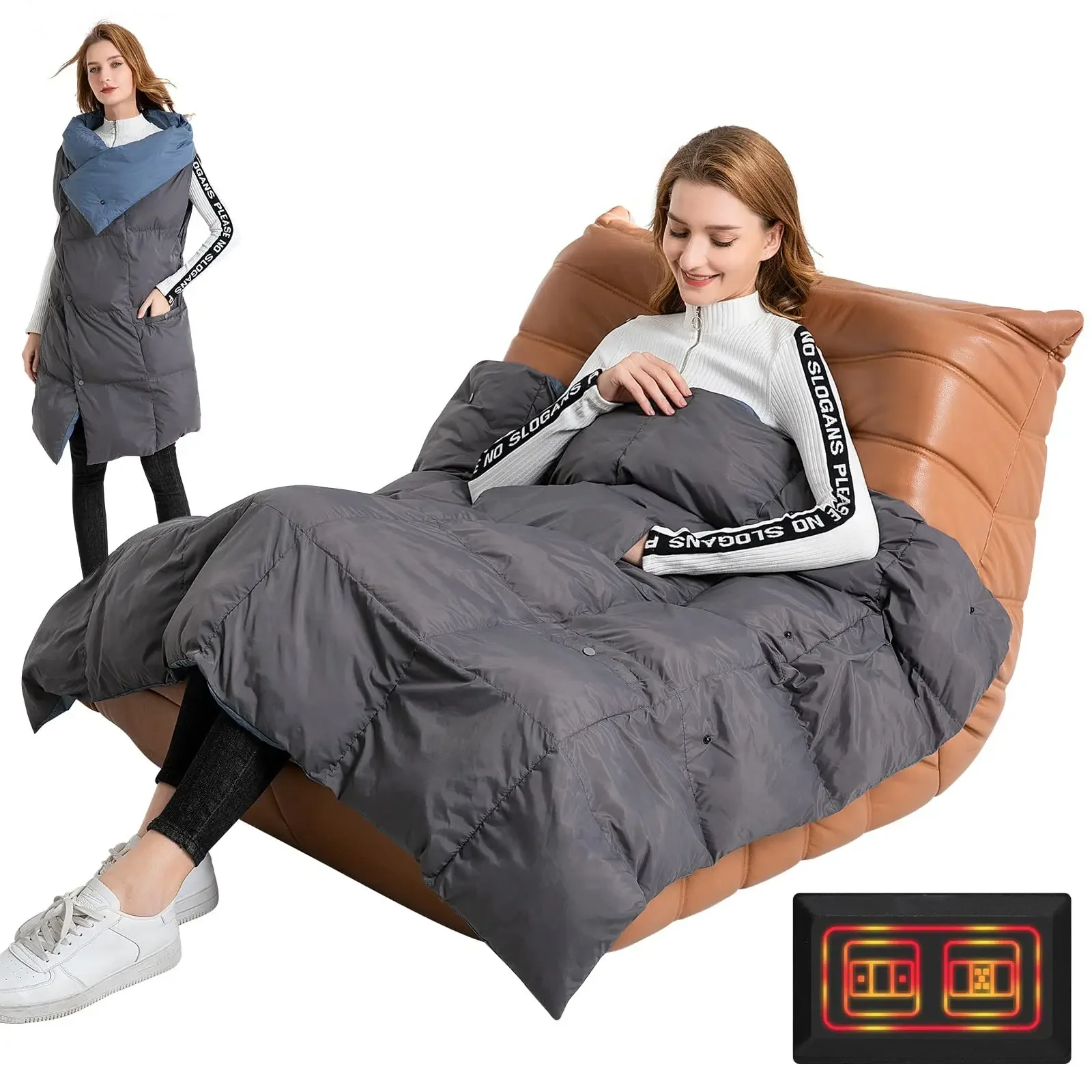 Wholesale USB Electric Portable Throw Sherpa Wearable Heated Blanket for Winter