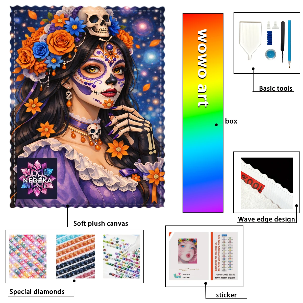 

【NEDEKA_ Diamond Art】The girl with a painted face is very cute Crystal AB Rhinestone FD Rhinestone Perfect Resin Diamond