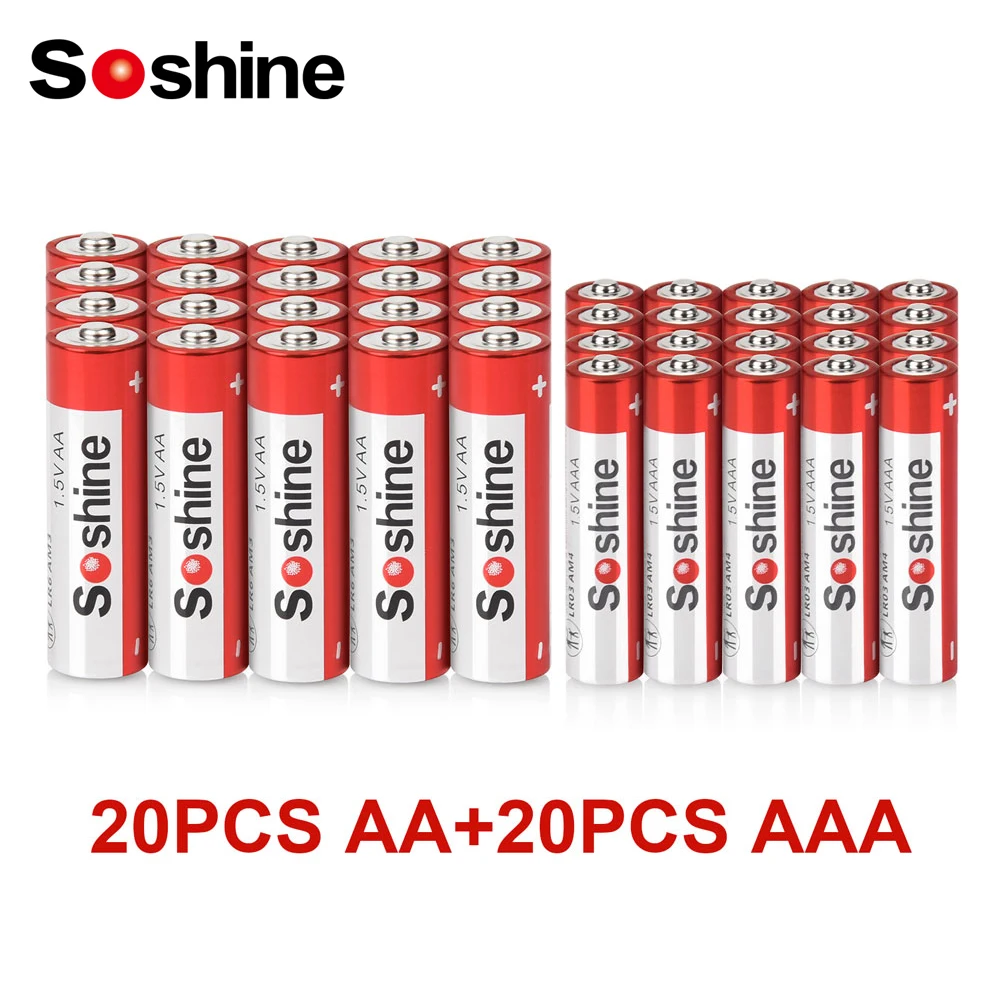 Soshine 1.5V AA AAA Alkaline Battery Aaa Aa Primary Disposable Dry Battery for Flashlight Toys Watch MP3 Player Keyboard Camera