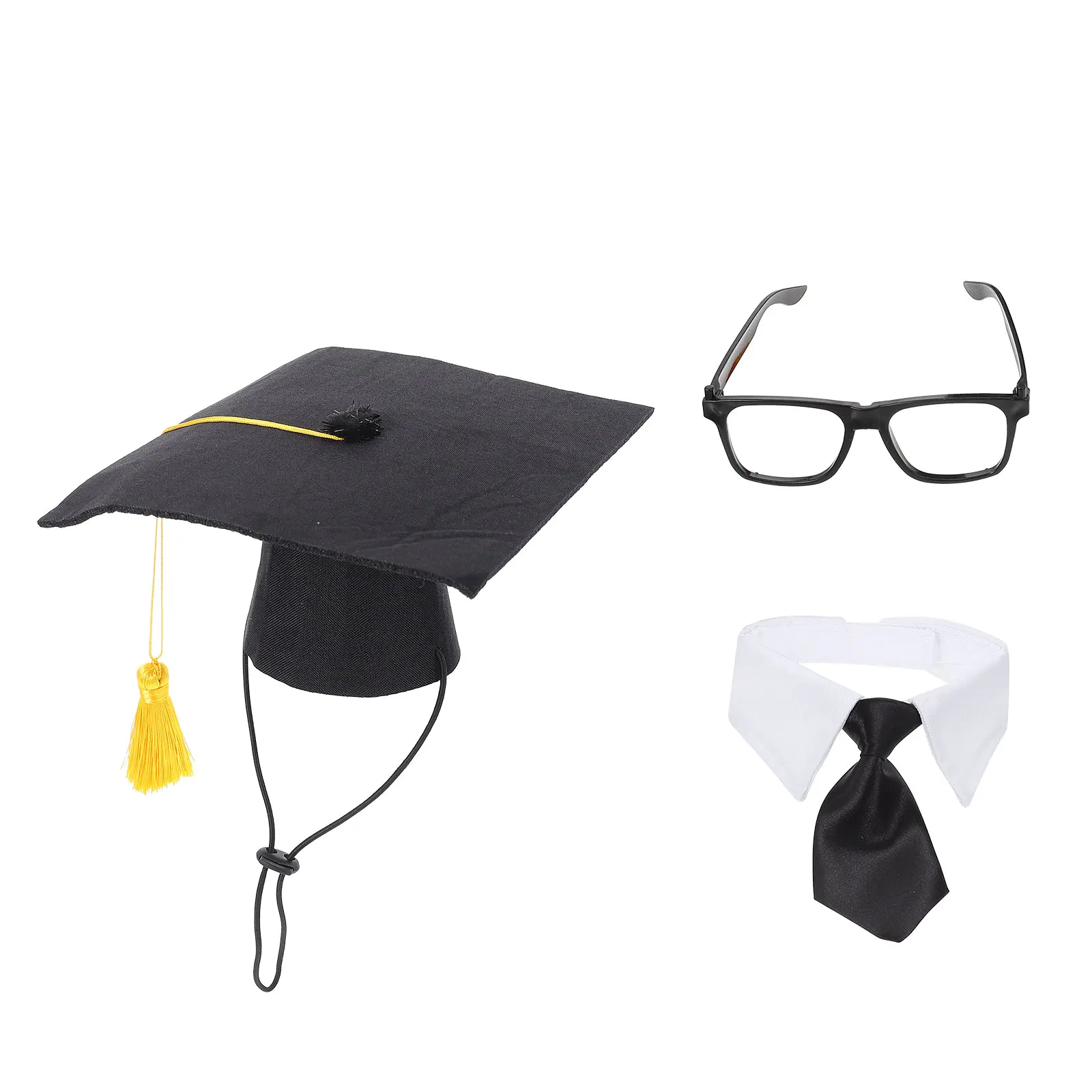 

Pet Doctor Hat Graduation Caps Dog Tie Glasses Decor Puppy Accessories Hats Comfortable Safe Pet Wear Long Time Use Dog Hat Set
