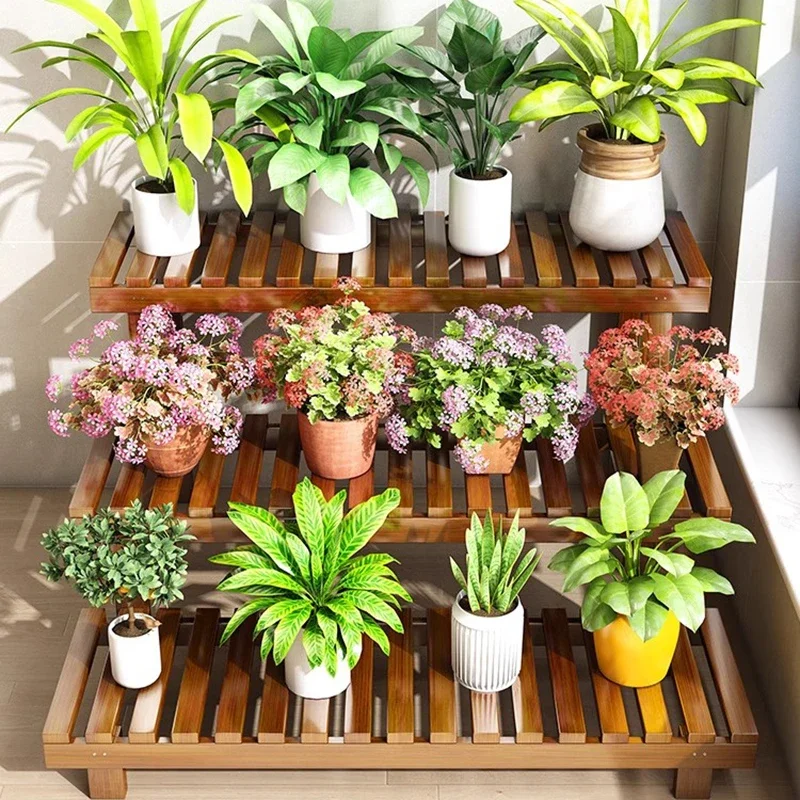 الشمال خشب متين رفوف النباتات شرفة غرفة المعيشة فناء الأصالة رفوف النباتات أثاث الحدائق الخارجية دعم FYPS