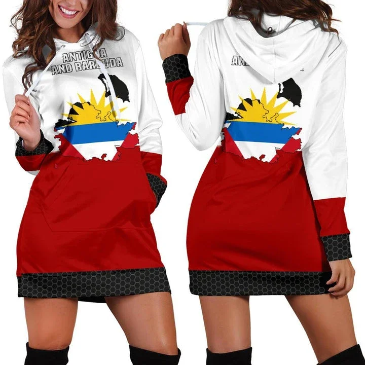 NewFashion Flag Antigua and Barbuda Vintage Harajuku 3DPrint Funny Pullover Casual Sexy Women's Hooded Dress