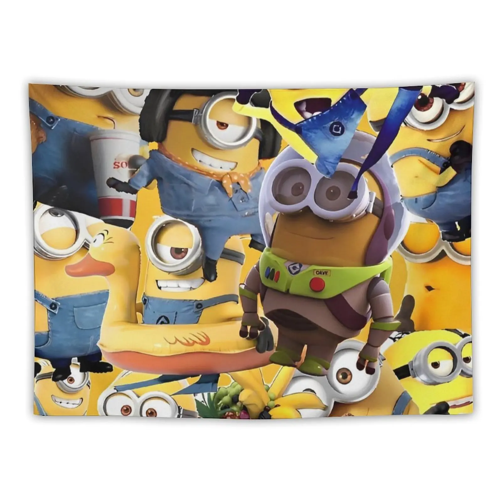 

Cartoon Yellow Minions Wall Tapestry Hanging Big Eyes Art Tapestries Bedroom Living Room Dorm Background Cloth Wall Decoration