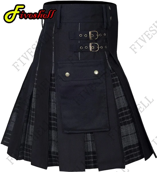 

Halloween Cos Scottish Men Solid Classic Retro Traditional Sexy Medieval Cargo Personality Scottish Kilts Check Pattern Skirts