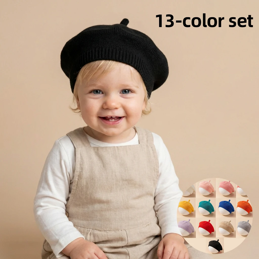 

New Solid Color Baby Beret Early Spring Infant Fontanel Painter Hat Children's Hat